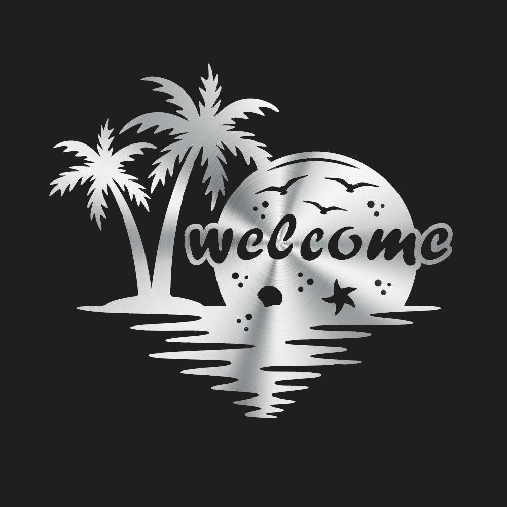 Palm tree welcome sign