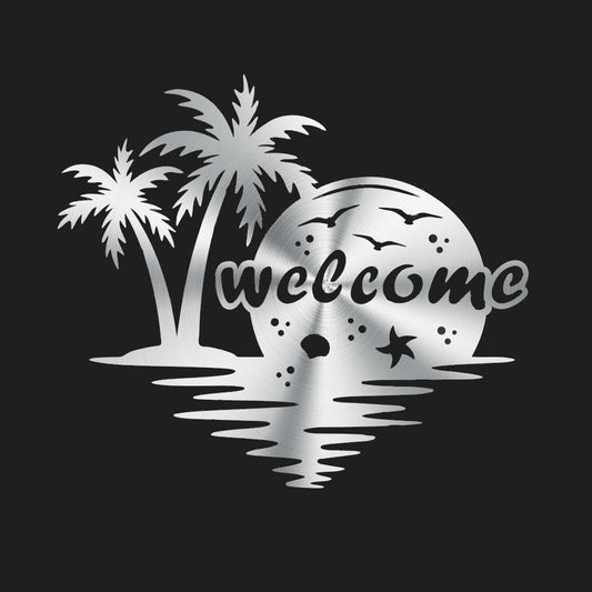 Palm tree welcome sign